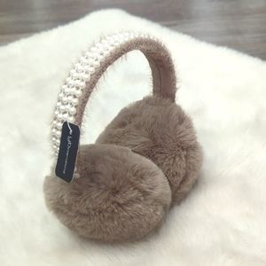YB INTERNATIONAL Faux Fur and Pearl Earmuffs ~ NWT
